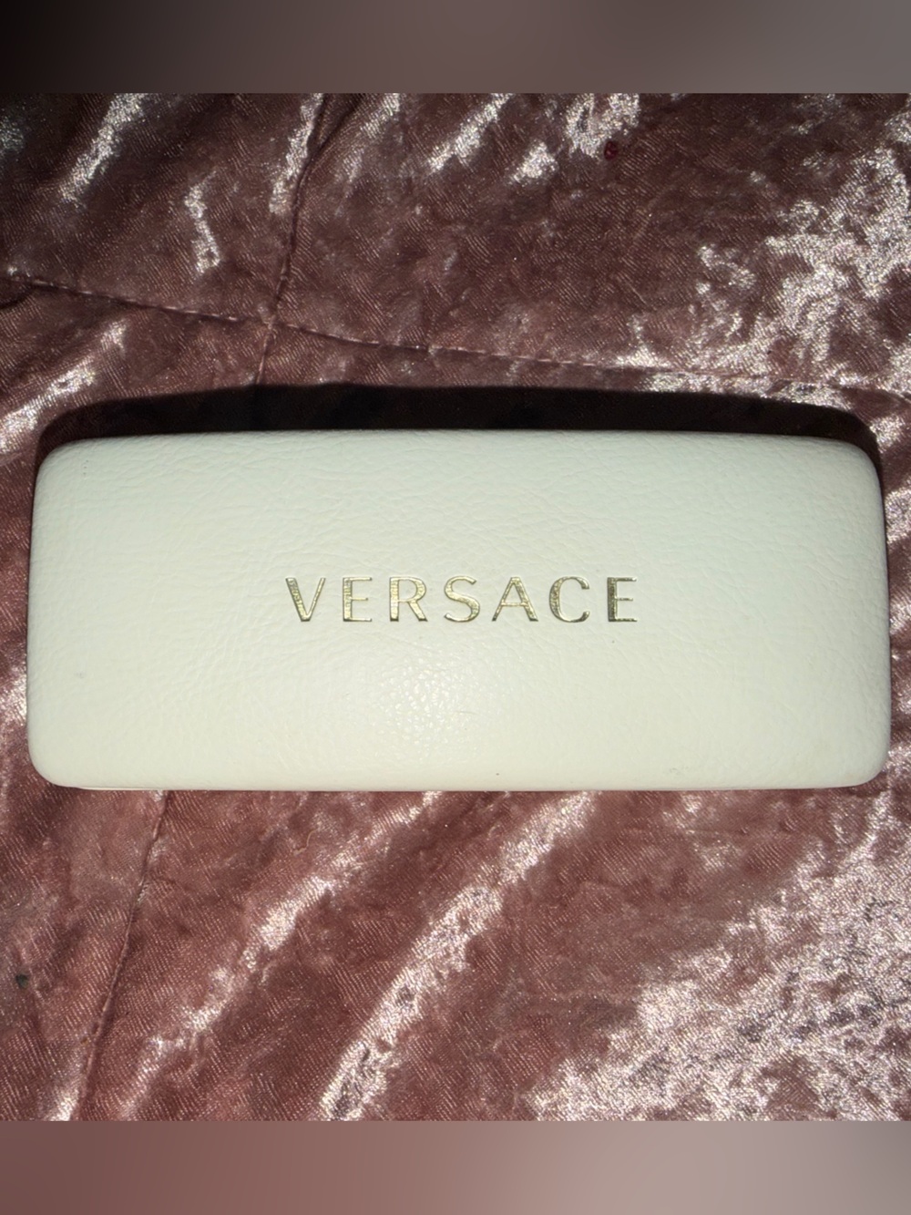 Vintage Versace White Eyewear Case with Gold Logo